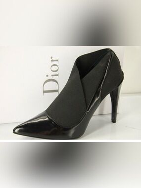 Christian Dior Black Leather Pointed Toe Stretch Strap Pumps Size 38 NIB $950